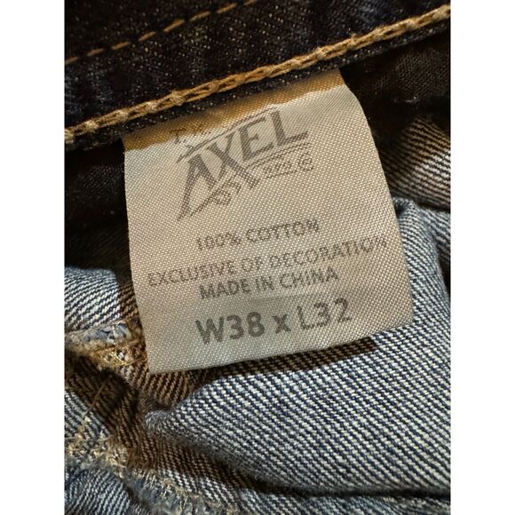 AXEL Men's Jeans sz38/32 inseam 30" Distressed Relaxed Fit Straight Leg Raw Hem - Picture 13 of 15